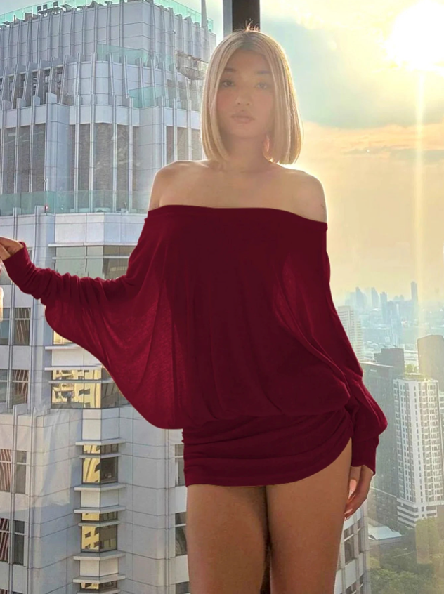 Curved-Hugging Off-Shoulder Mini Dress