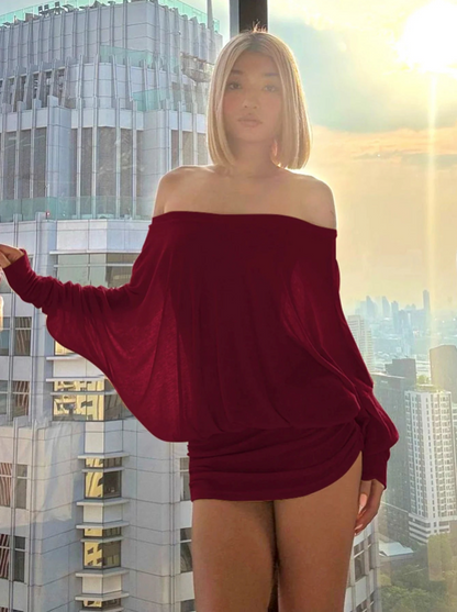 Curved-Hugging Off-Shoulder Mini Dress